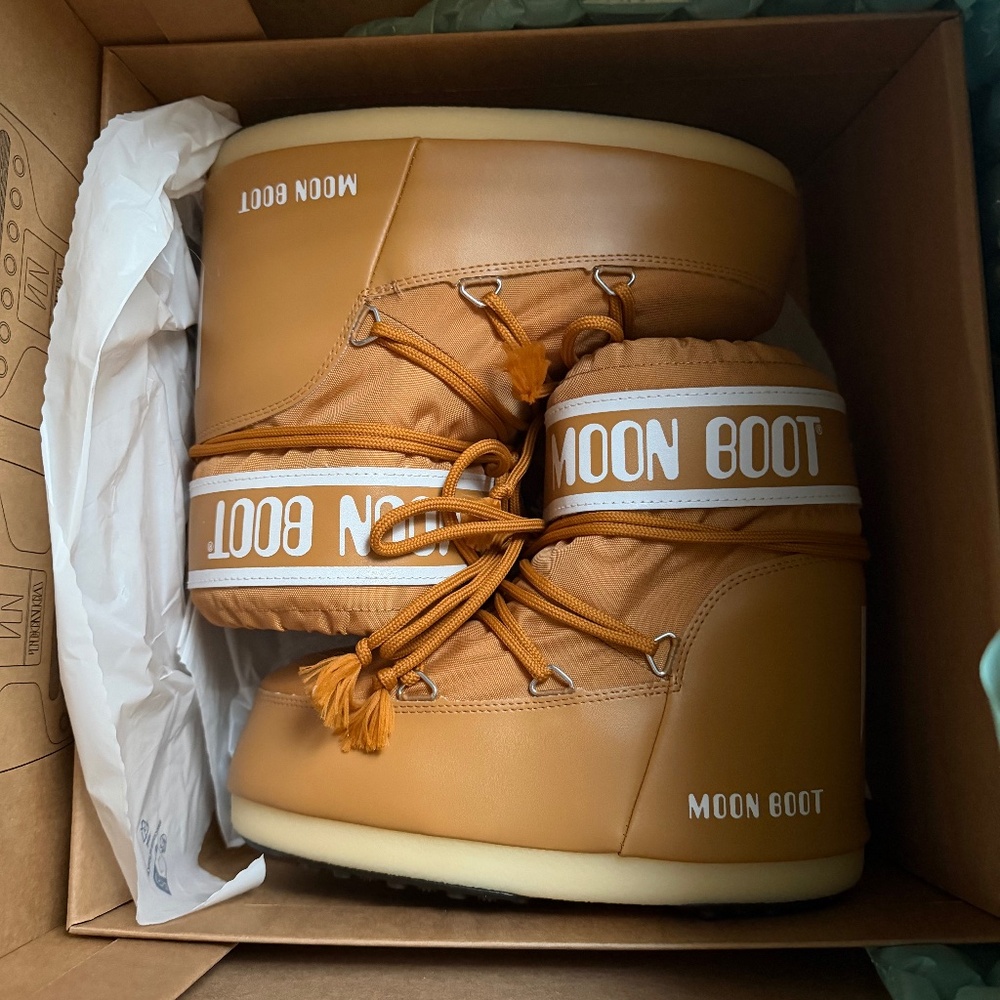 MOON BOOT - ICON LOW BROWN NYLON BOOTS SIZE 39/41